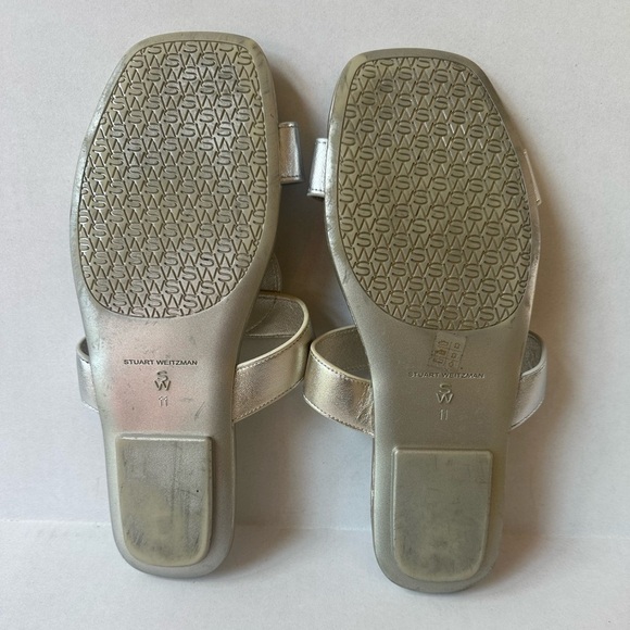 Stuart Weitzman “Ibiza” Silver/Gold Open Square Toe Slide Sandals Size 11 EUC! - Picture 10 of 10